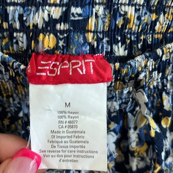 Vintage ESPRIT Floral Elastic Waist Rayon Cropped Pants Medium - Picture 3 of 7